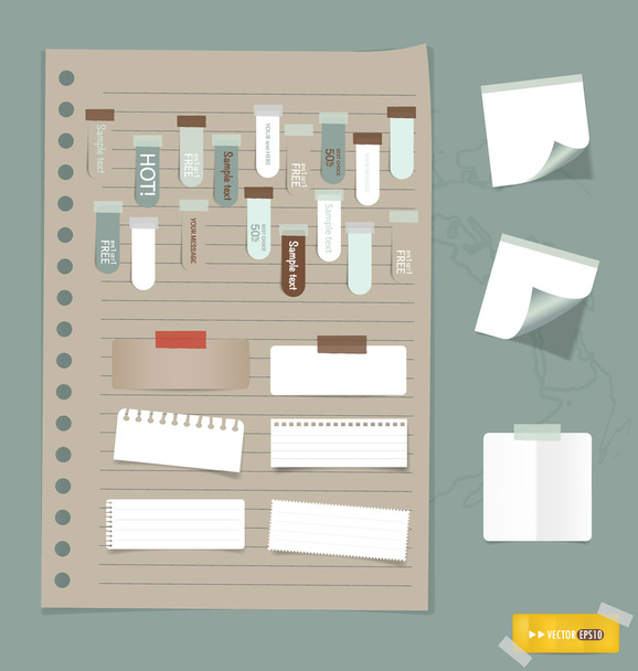 Set of various note papers, ready for your message. Vector EPS10 - Вектор,изображение