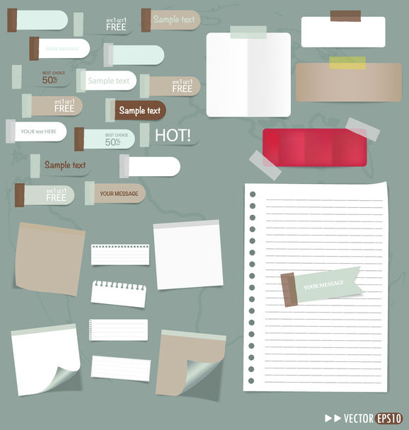 Set of various note papers, ready for your message. Vector EPS10 - Vettoriali, immagini