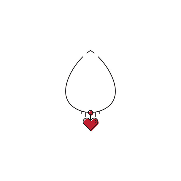 Heart necklace vector icon symbol isolated on white background - Vector, Image