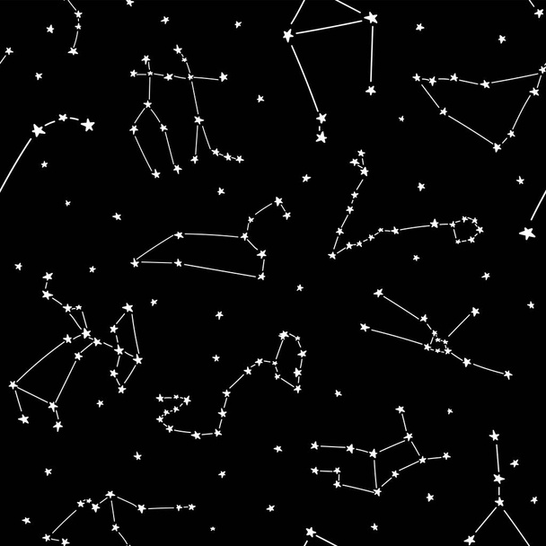 Constellation stars seamless pattern template for children babie - Vector, Image