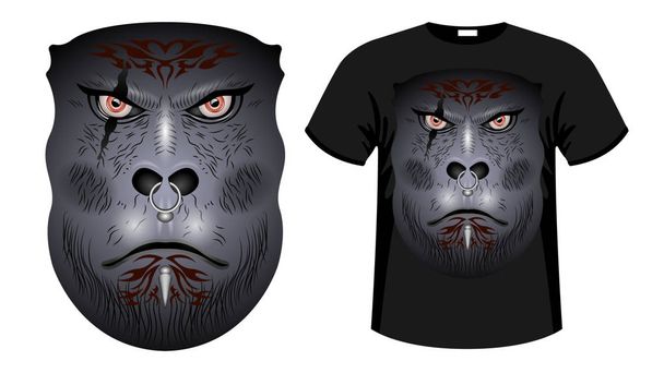 Gorila, camisa de impressão facial orc
 - Vetor, Imagem