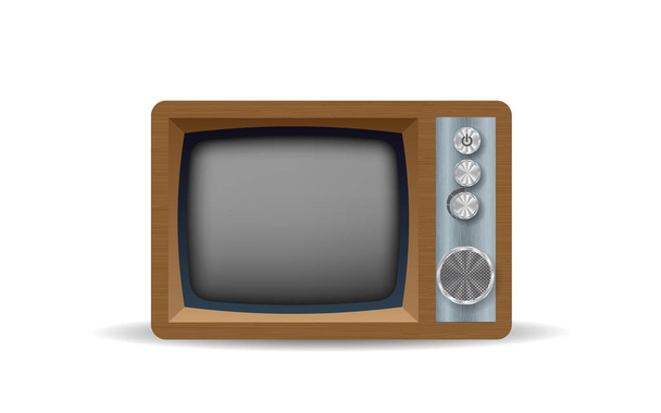 白い背景の上のレトロなテレビ - ベクター画像