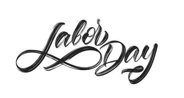 Handwritten brush type lettering of Labor Day isolated on white background - Vecteur, image