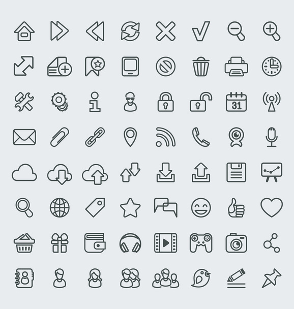 Universal Web Icons Outline Set - Vector, Image