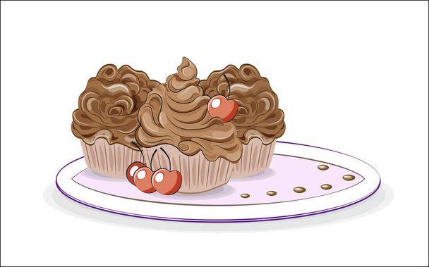 chocolate cupcakes - Vektor, kép