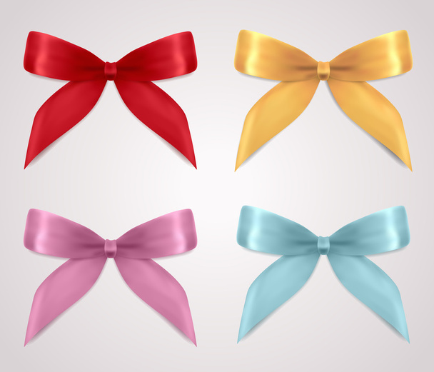 Set of gift bows (ribbons, present symbol). Decorative Design element for invitation, gift card, gift certificate, invitation, coupon. Useful for holidays, celebrations (Birthday, Christmas). Vector - Vektör, Görsel