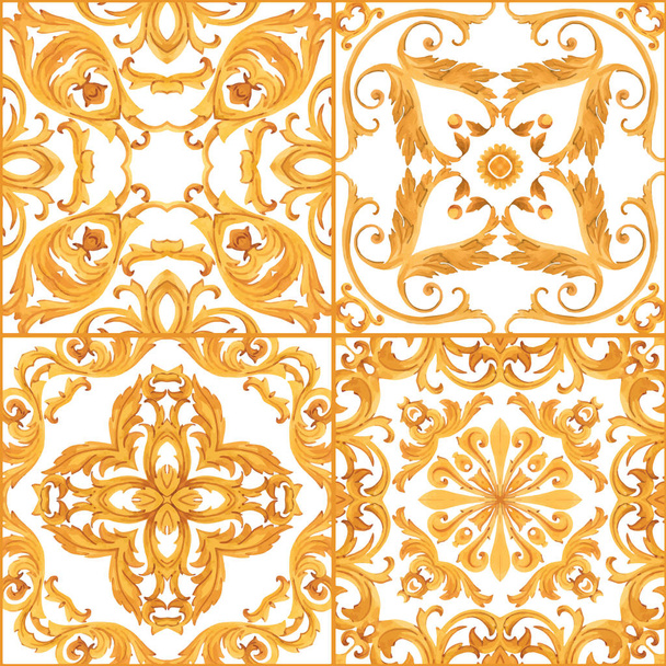 Golden baroque rich luxury vector pattern - Vektor, kép