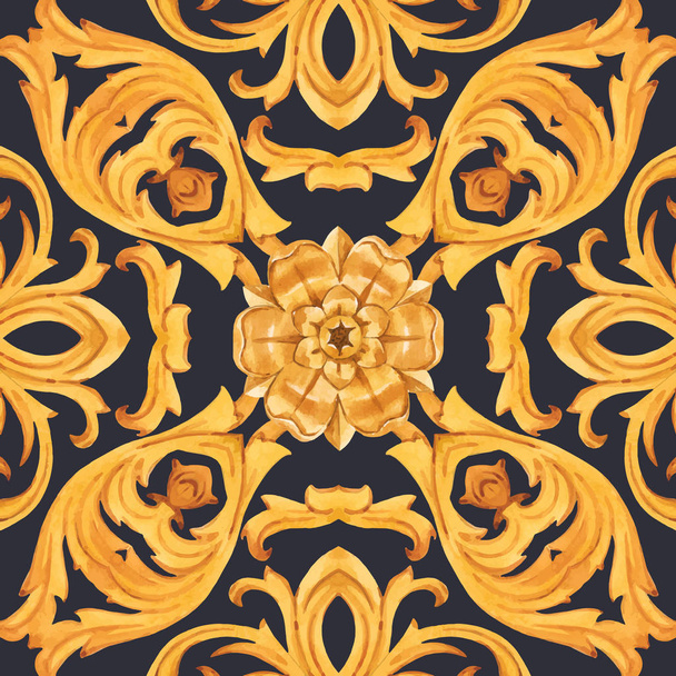 Golden baroque rich luxury vector pattern - Vector, afbeelding