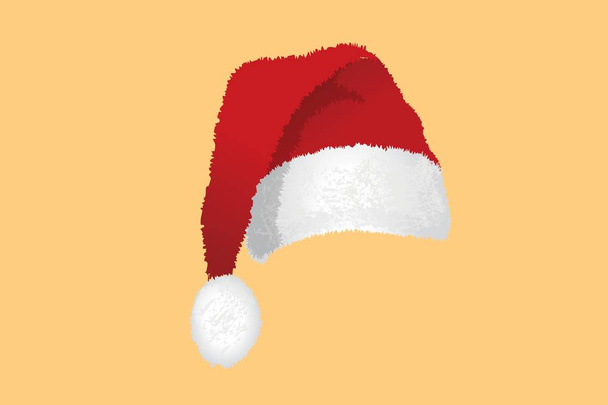 red santa hat on orange background - illustration design  - Photo, Image