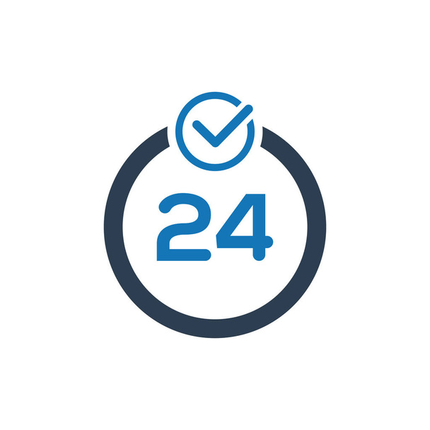 Значок доступности услуг 24 часа
 - Вектор,изображение