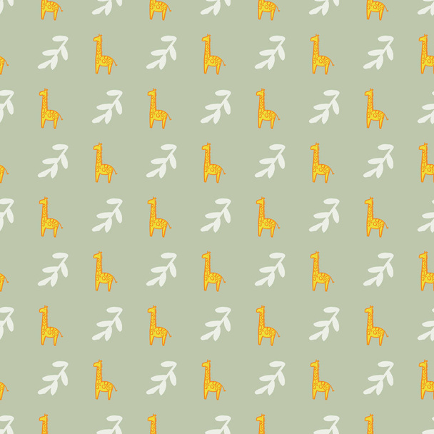 giraffe leaves seamless repeat background - Vetor, Imagem
