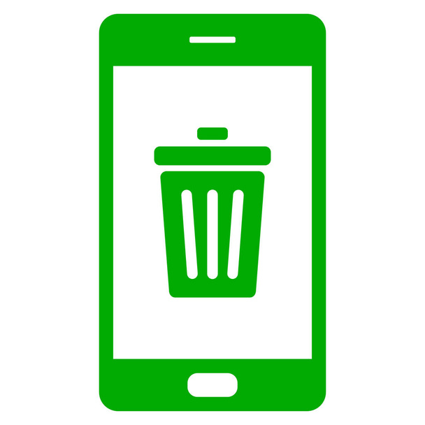 Pojemnik na odpady i smartfon - Wektor, obraz