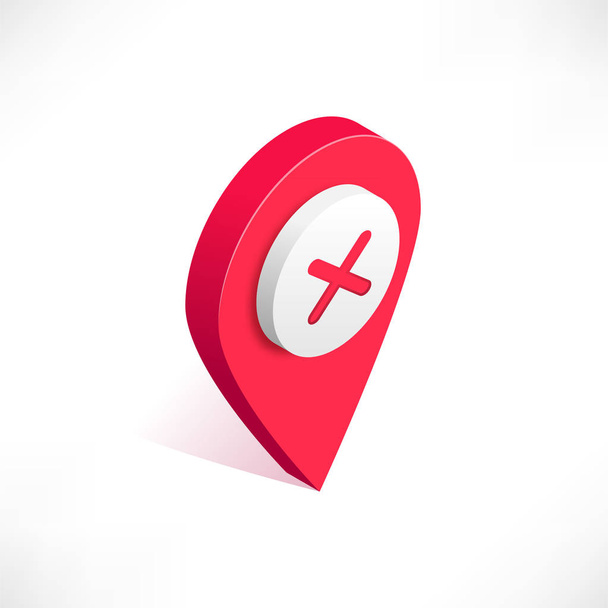 Map pointer pin isometric with stop icon - Vektor, Bild