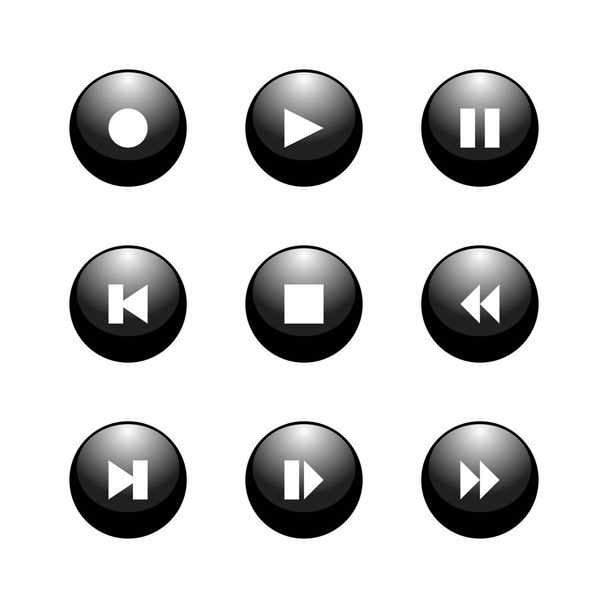 Play buttons vector design. Record player glass buttons - Vektor, obrázek