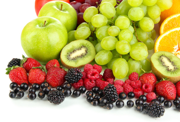 Fresh fruits and berries isolated on white - Φωτογραφία, εικόνα