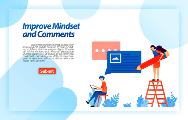 change and improve user's mindset and comments in using service to get better advice, feedback and support from user. vector illustration concept for landing page, ui ux, web, mobile app, poster, ads, marketing, promotion, advertising, document - Vector, Image