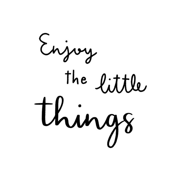 Enjoy the little things hand lettering on white background - Vecteur, image