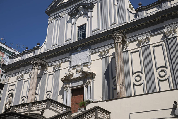 Naples, Italy - July 24, 2018 : San Paolo Maggiore dome - Zdjęcie, obraz