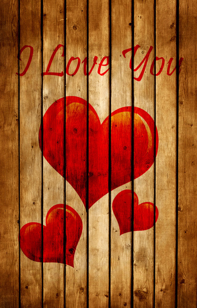 Love symbol on old wooden wall background - Photo, Image