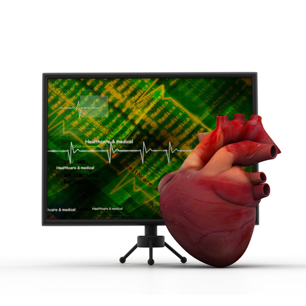 Menselijke hartslag met Ecg hart monitor - Foto, afbeelding