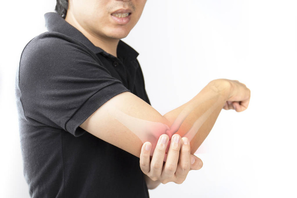 αγκώνα οστά τραυματισμό λευκό φόντο πόνος στον αγκώνα - Φωτογραφία, εικόνα