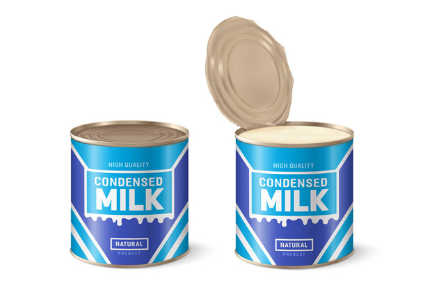 Du lait condensé. Boite de lait condensé. Illustration vectorielle 3D sur fond blanc
 - Vecteur, image
