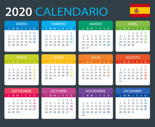 Kalender 2020 - Vektorillustration - Vektor, Bild