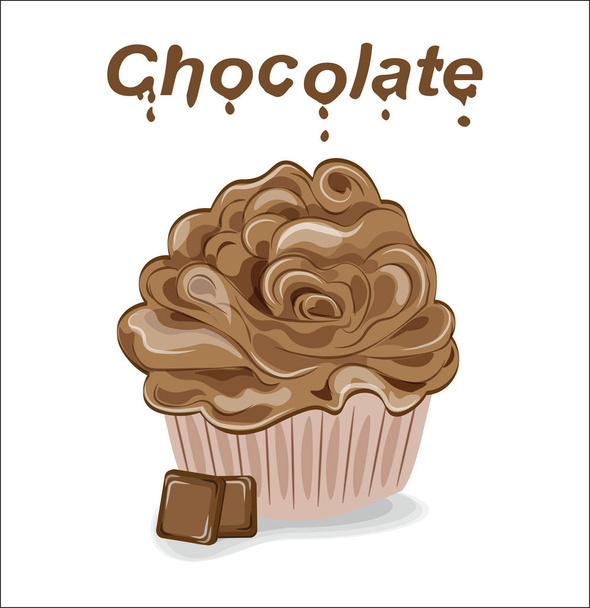 chocolate cupcake - Vector, imagen