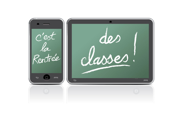 smartphone et tablette - c 'est la rentrée des classes - Vektor, Bild