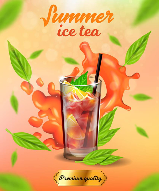 Summer Ice Tea Banner, Premium Quality Cold Drink - Vektor, Bild