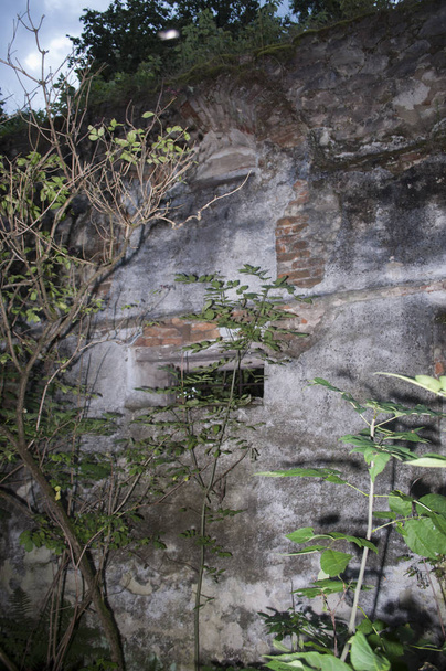 Muro con finestre nella vecchia chiesa abbandonata
 - Foto, immagini
