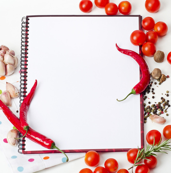 Cuaderno vacío listo para recetas o menú
 - Foto, Imagen