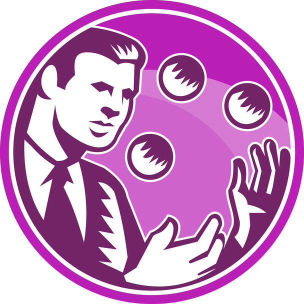 Homme d'affaires Juggler Juggling Balls Rétro
 - Vecteur, image