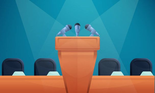 cartoon podium with microphone, vector illustration - Vector, Image