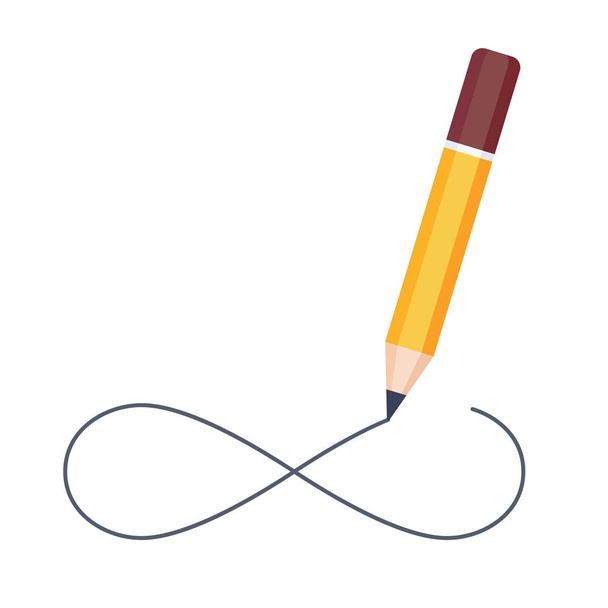 Potlood tekening Infinity symbool geïsoleerd op witte achtergrond  - Vector, afbeelding