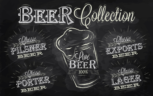 Nombres de diferentes tipos de cerveza
 - Vector, Imagen