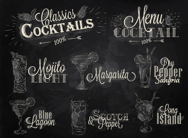 Ensemble de menu cocktail dans un style vintage
 - Vecteur, image