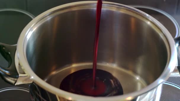 Homemade juice from Wild Blackberries-Pouring juice and water - Felvétel, videó