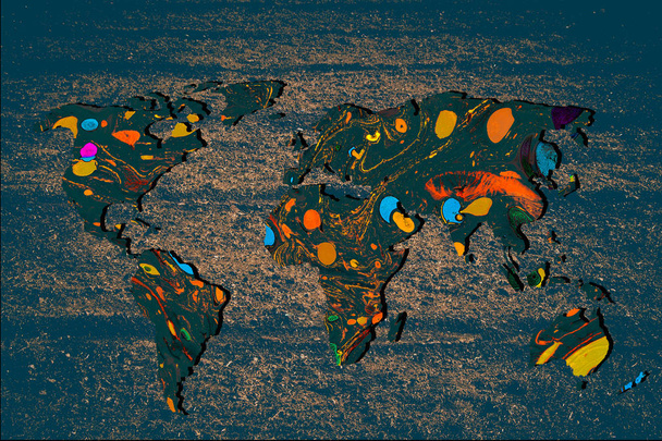 Aproximadamente esboçado mapa do mundo como conceitos de negócios globais - Foto, Imagem