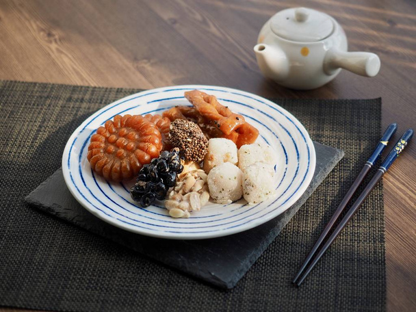 Korean traditional sweets and cookies, glutinous rice cake, gangjeong, Yakgwa - Photo, Image