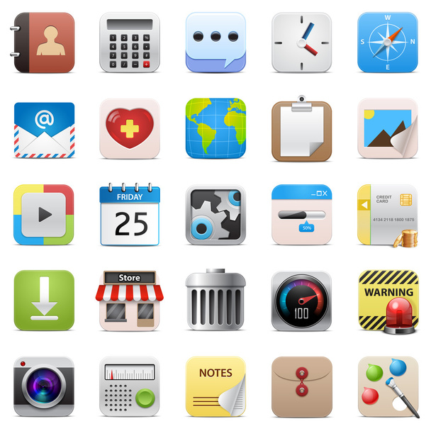 Set of application and internet service icons - Vector, Image