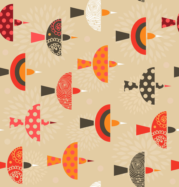 Seamless ornate pattern with birds - Vector, imagen
