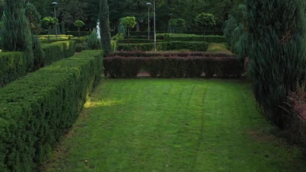 Fotografia aérea Jardim francês no centro do parque da cidade de Buchan. Uma obra-prima da arte topiária. - Filmagem, Vídeo