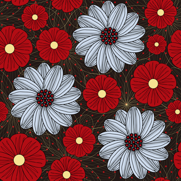 Vector seamless pattern background with flowers - Вектор, зображення
