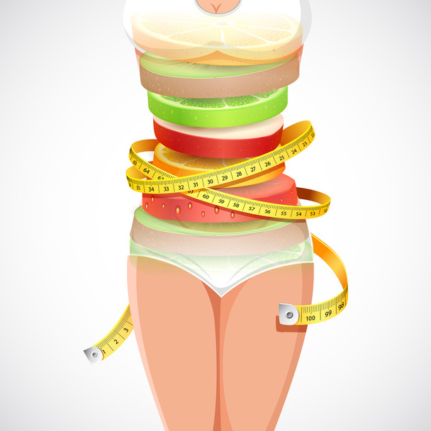 Здоровое и похудение пищи
 - Вектор,изображение