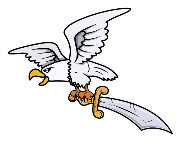 Snow Eagle Carrying Sword - Vector Cartoon Illustration - Vector, Image