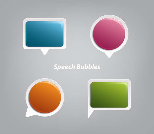A set of four colorful plastic speech bubbles - ベクター画像