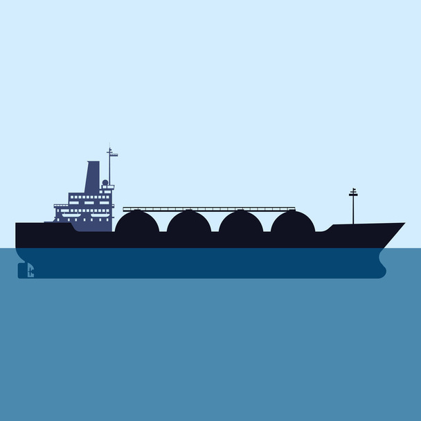 Πετρελαιοφόρο υγραερίου μεταφορέα φυσικού αερίου. Μεταγωγικό σκάφος. Εικόνα διανύσματος απομονωμένη επίπεδη σχεδίαση - Διάνυσμα, εικόνα