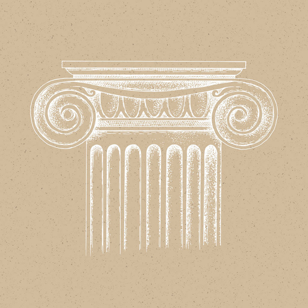 Capital dibujado a mano del orden jónico
 - Vector, Imagen