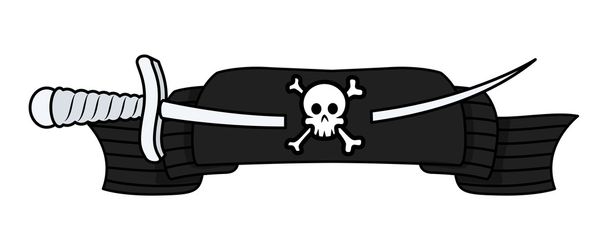 Pirate Banner with Sword - Vector Cartoon Illustration - Vector, Image